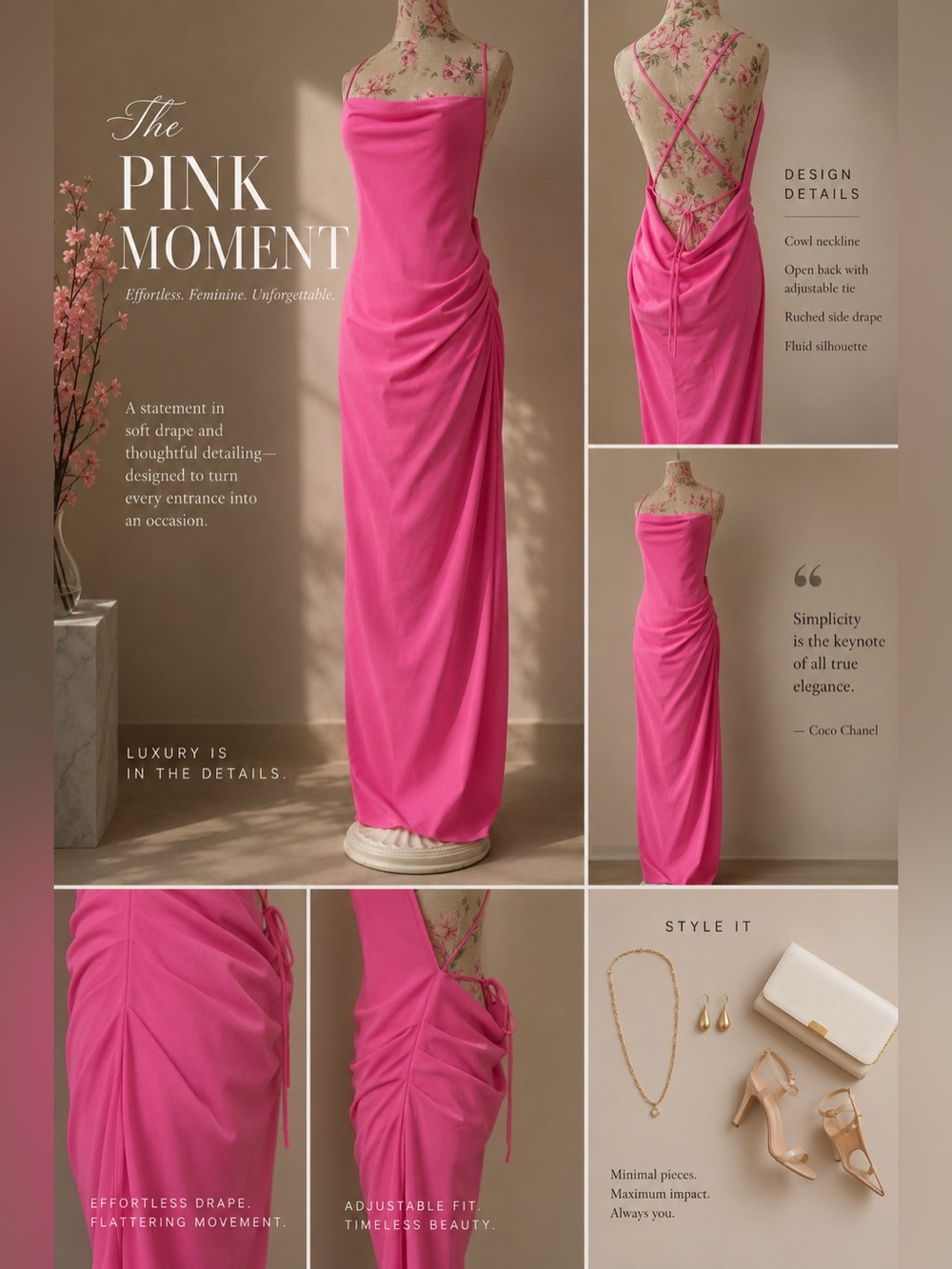 Like New 💖Amanda Uprichard Pink Open-Back Maxi Slip Dress